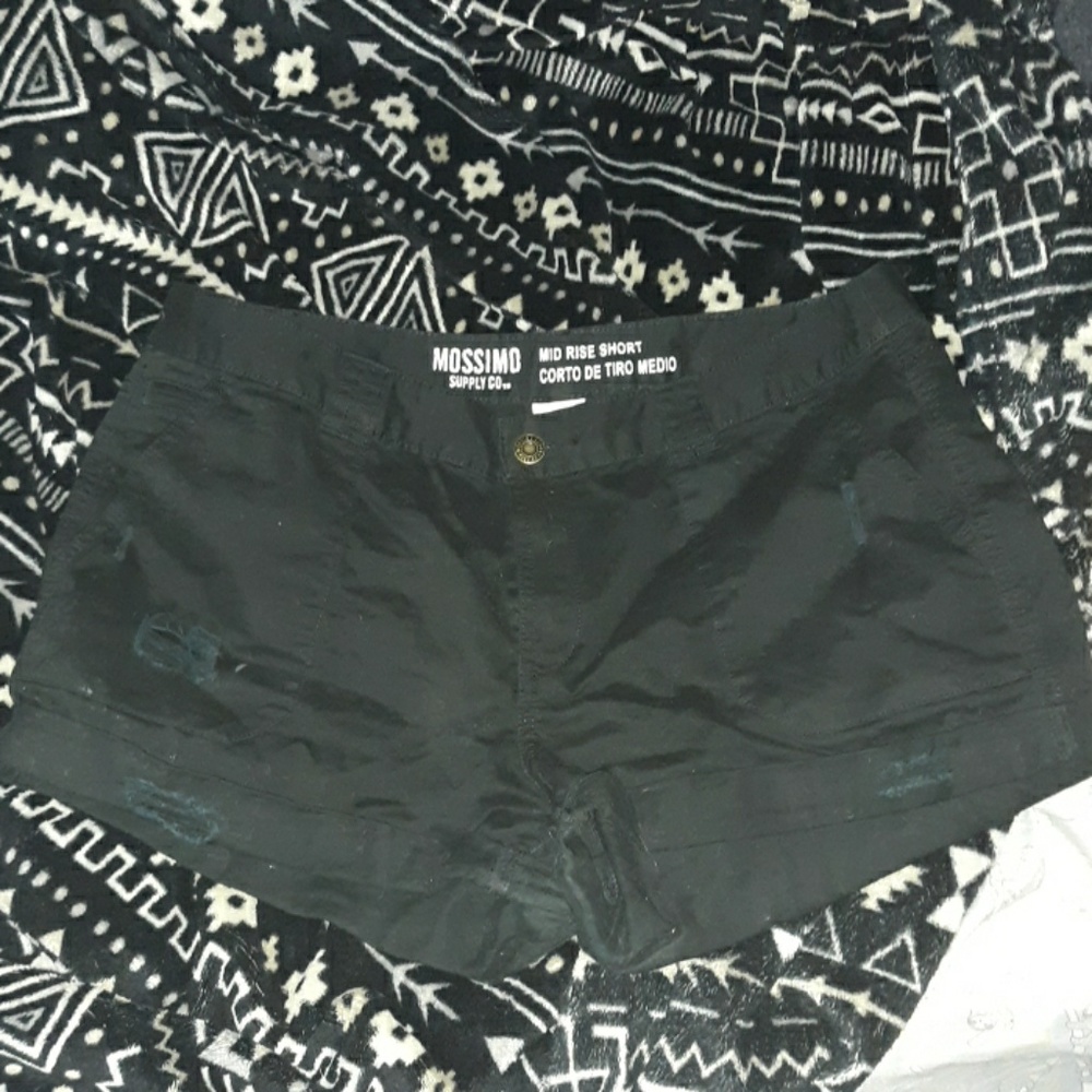 Black denim shorts